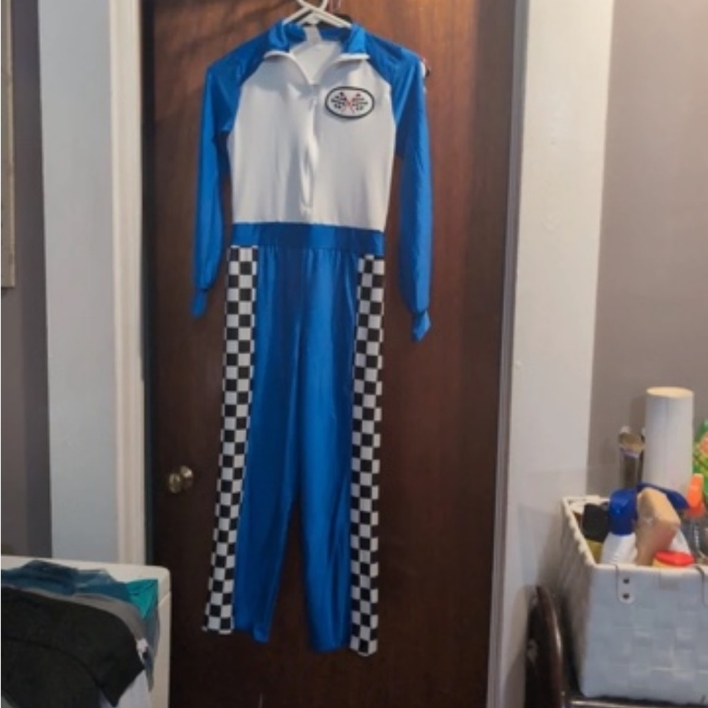 Wish Blue and White Racing-Style One-Piece
